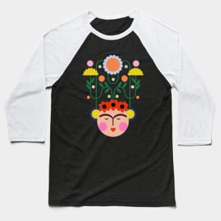 Cute Colorful Frida kahlo painter summer flowers viva la vida Baseball T-Shirt